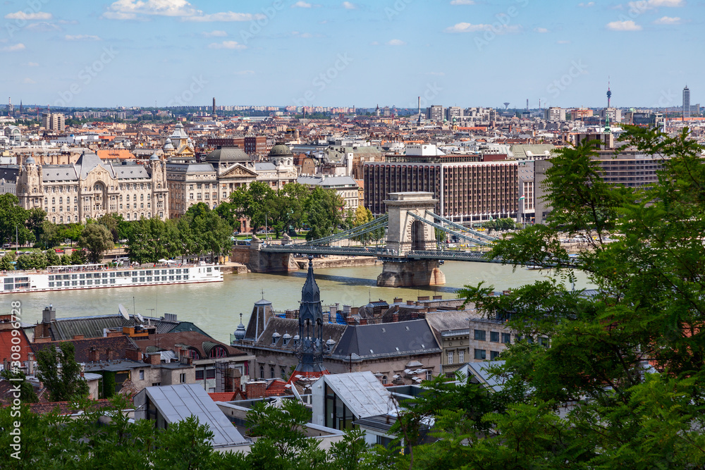 View of the bridge over the Danube River in Buda Pest (Hungary)