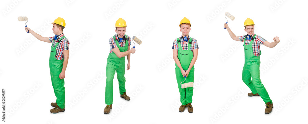 Fototapeta premium Funny painter isolated on white