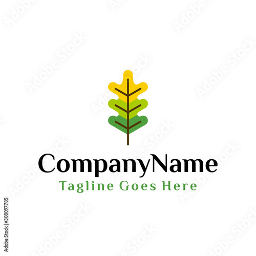 Oak leaf logo design vector illustration. can be used for eco company, garden park/farm, agriculture, real estate, environment conservation.