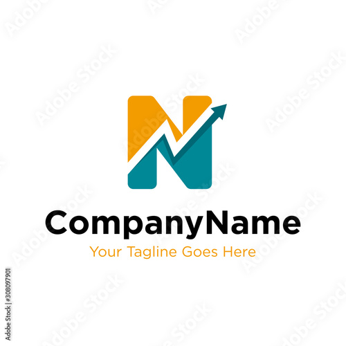 Free Download letter N trade marketing logo design vector. initial N and chart diagram graphic concept. company, corporate, business, finance symbol icon - GFXLoad