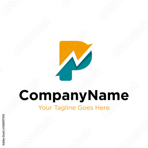 letter P trade marketing logo design vector. initial P and chart diagram graphic concept. company, corporate, business, finance symbol icon