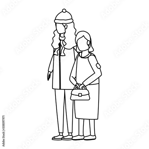 cute grandmother with daughter using christmas hat