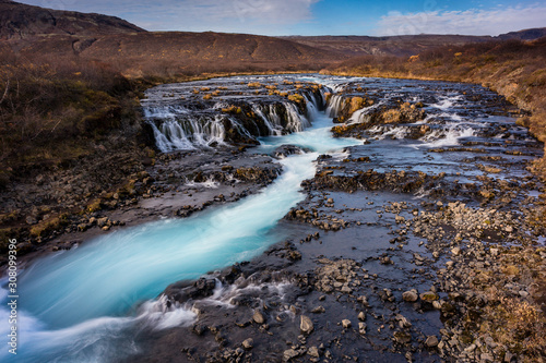 The beautifull Bruarfoss blue waterfall in Iceland © p_rocha