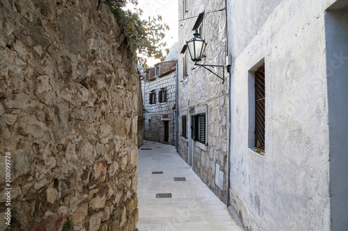 The narrow streets of a small Croatian town