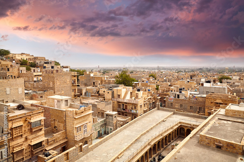 Jaisalmer city and Fort at sunset