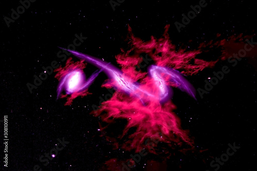 Deep space. The galaxy is red. Background. Elements of this image were furnished by NASA.