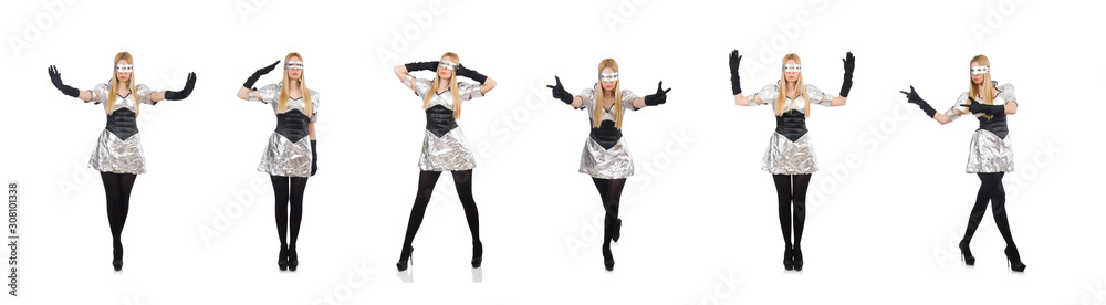 Woman in tech concept isolated on white Woman in tech concept isolated on white