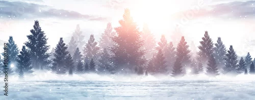 Panel kuchenny z motywem Winter abstract landscape. Sunlight in the winter forest. 