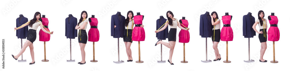 Fototapeta premium Young tailor isolated on the white