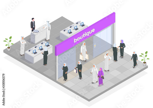 Arab People Isometric Composition