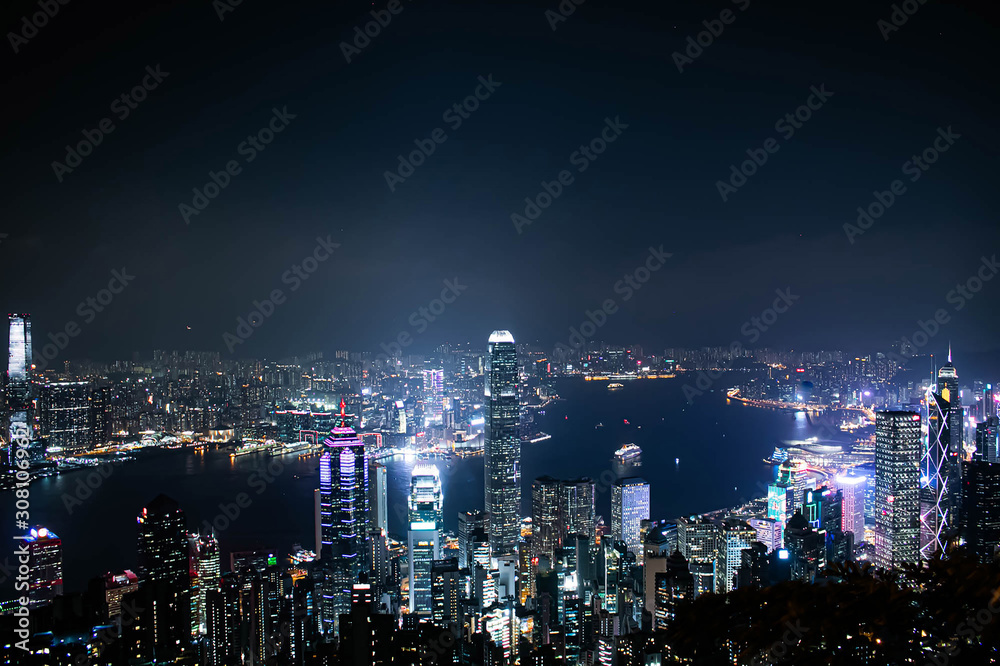 hong kong skyline at night