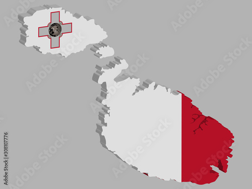 3D Malta Map Flag Vector illustration Eps 10 photo