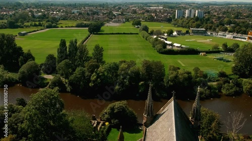 Aerial view of the city of Worcester in England, UK, home to composer Edward Elgar and the final battle of the English Civil War photo