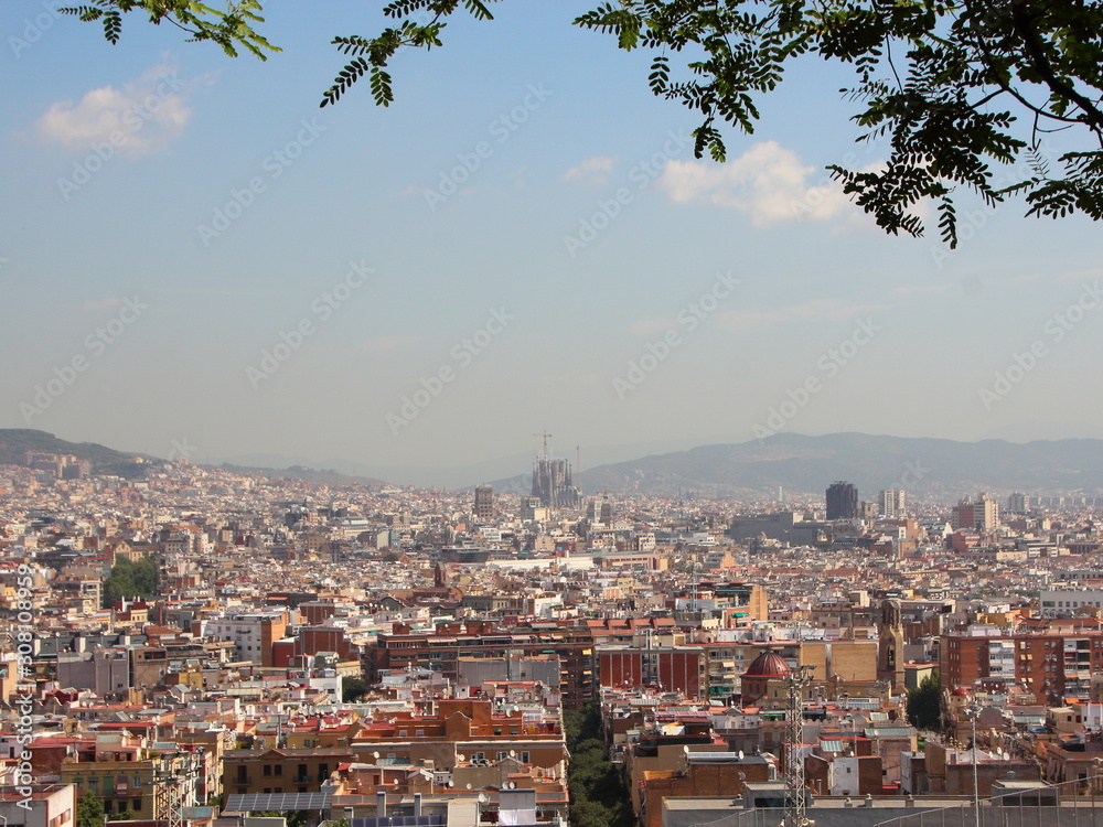 Barcelona Spain City View with Sagrada Familia