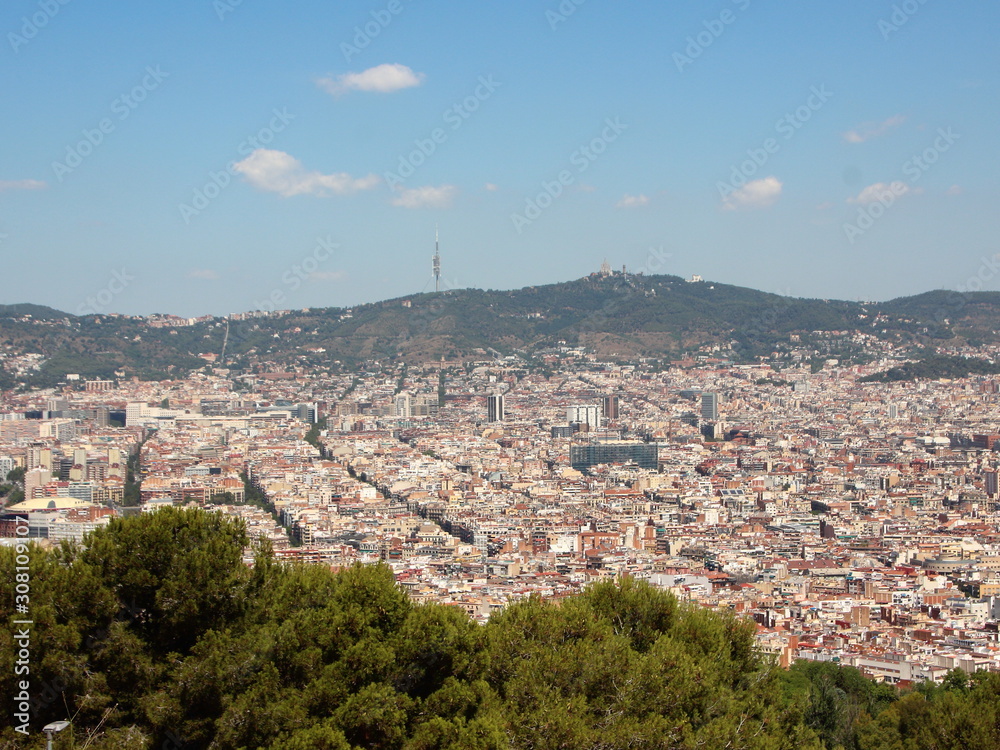 Mountain Panoramic View with Sagrada Familia Barcelona