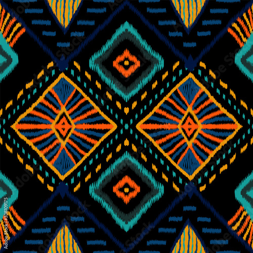 Coral Retro Tie Dye. Indigo Carpet Vector Seamless Pattern. Indonesian Carpet Boho Texture. Crimson Japan Repeat Ornament. Repeat Batik African.