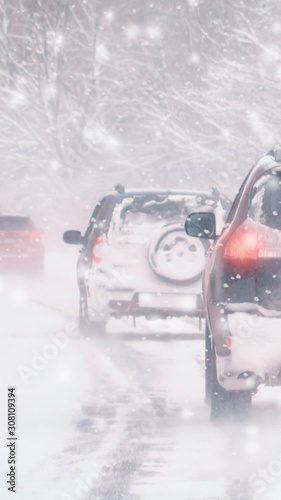 Winter Driving - risk of snow and ice - drifting © Shcherbyna