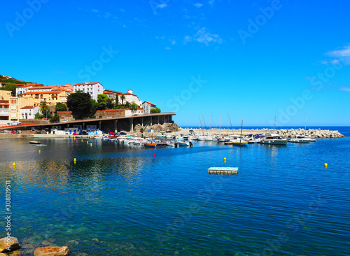 Landscape of the city and the harbor in Cerbere, France © miff32