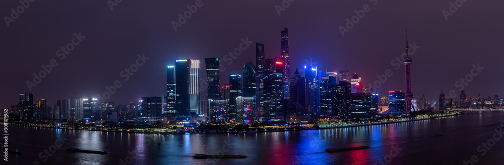 Fototapeta premium Shanghai Pudong City Panorama at Night