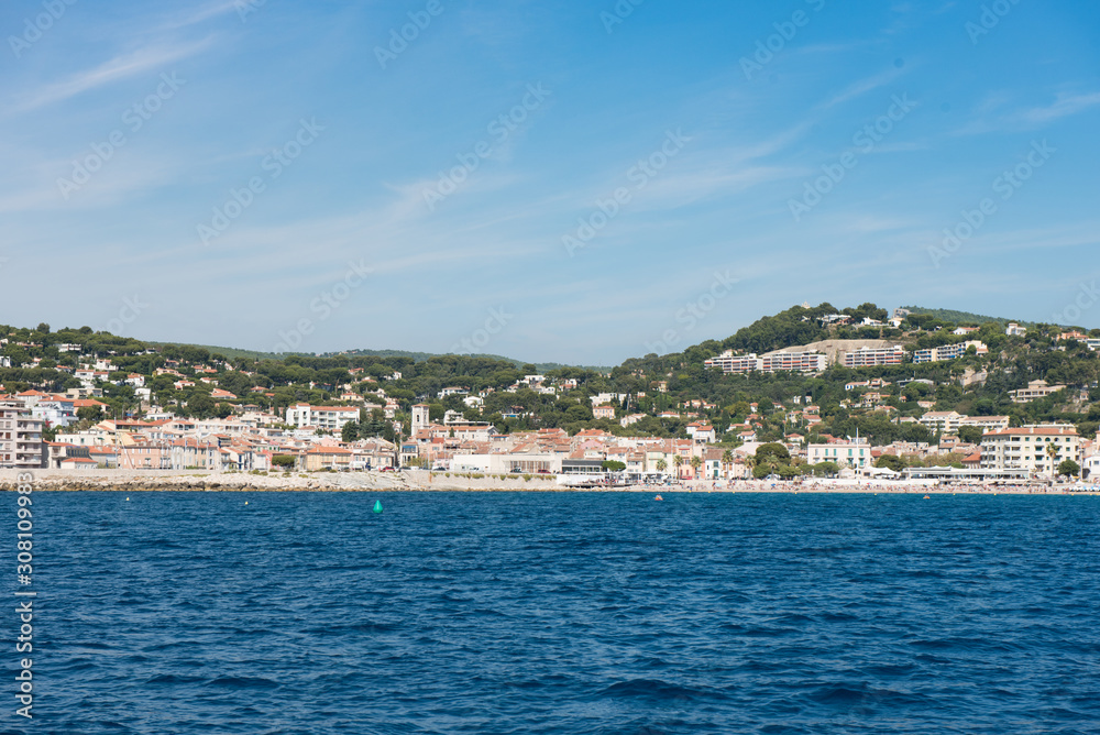 Views of the city of Cassis from the sea