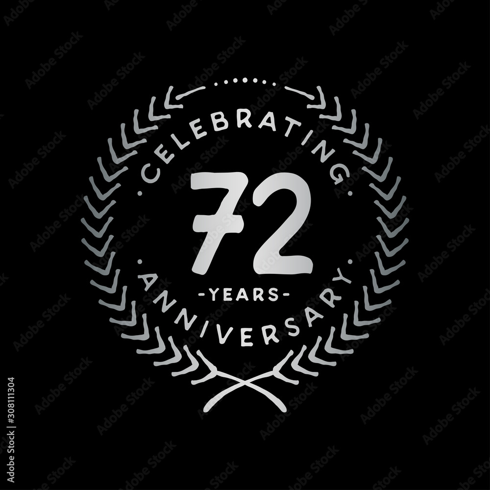 72 years design template. 72nd vector and illustration.