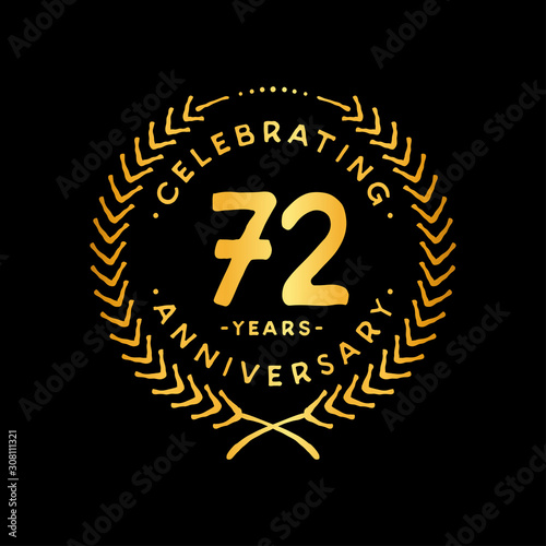 72 years design template. 72nd vector and illustration.