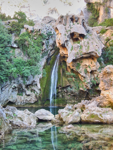 Waterfalls on the Borosa River route in the Natural Park of the Sierra de Cazorla, Segura and Las Villas. In Jaén, Andalusia. Spain