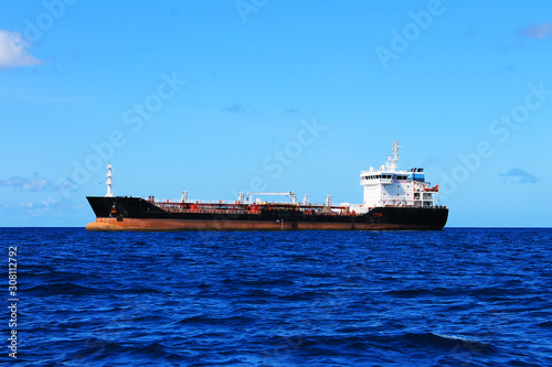 Oil tanker on the Caribbean sea  Off the coast of St. Lucia  West Indies.