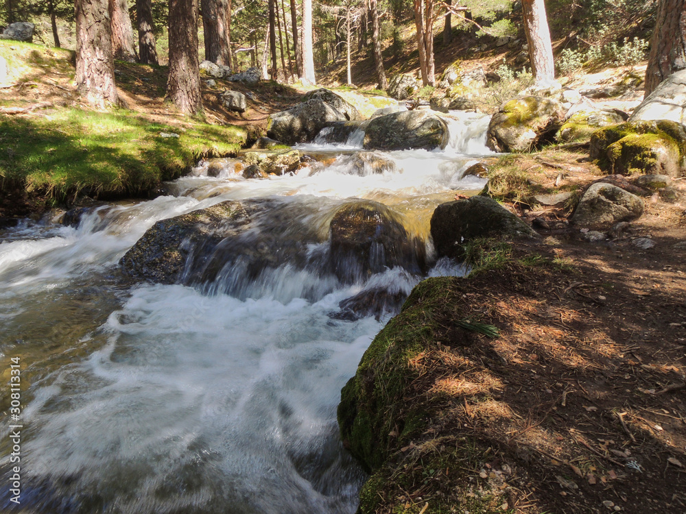 The Navacerrada River in the La Barranca Valley in the Sierra de Guadarrama National Park. Madrid's community. Spain