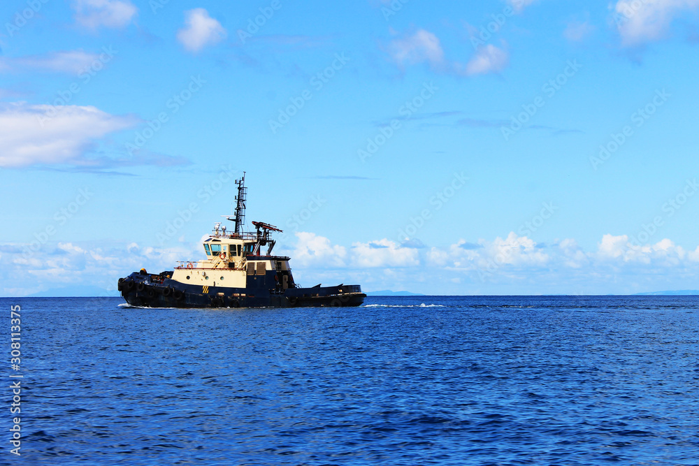 Tugboat on the Caribbean Sea, St. Lucia, West Indies Tugboat on the Caribbean Sea, St. Lucia, West Indies