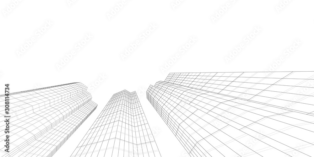 Architecture building 3d. Concept sketch. White backdrop Architecture building 3d. Concept sketch. White backdrop