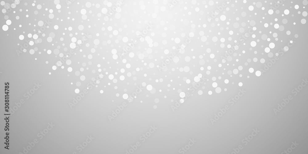 White dots Christmas background. Subtle flying sno