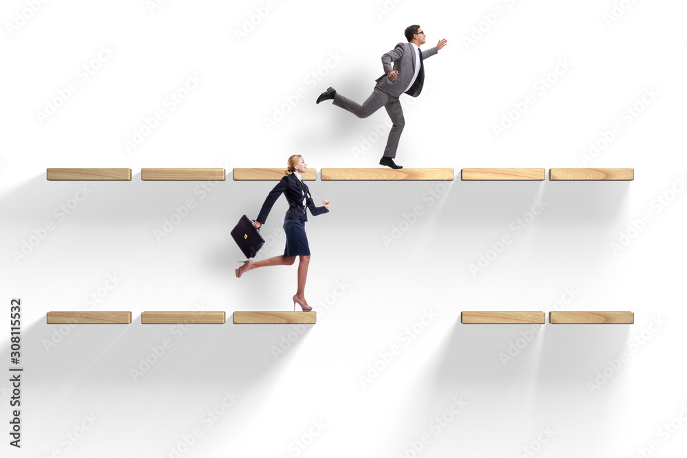 Gender discrimination concept with promotions Gender discrimination concept with promotions