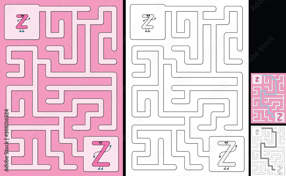 Easy alphabet maze - letter Z