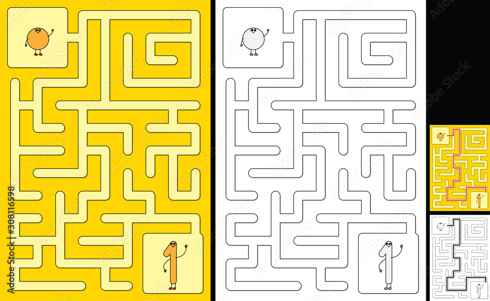 Easy number maze - number 1 Easy number maze - number 1