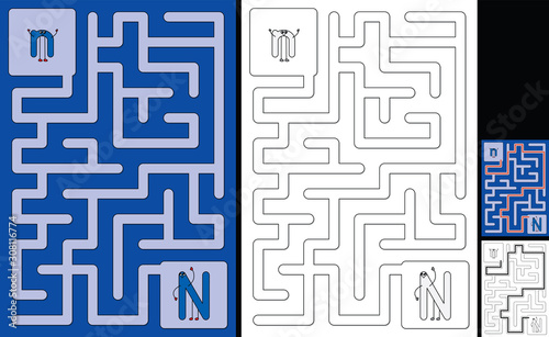 Easy alphabet maze - letter N