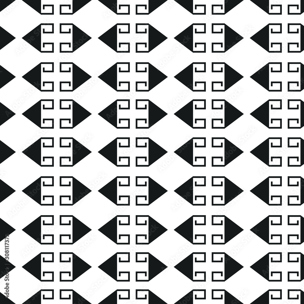 Horizontal seamless scandinavian pattern with black elements