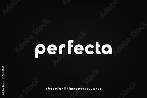 perfecta, a modern sans serif alphabet display font. lowercase minimalist typography design