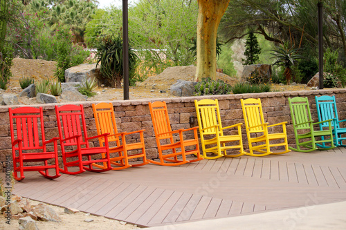 A row of beautiful colorful chairs