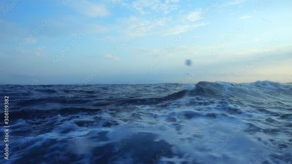 Video of strong waves in deep blue Aegean open sea Video of strong waves in deep blue Aegean open sea