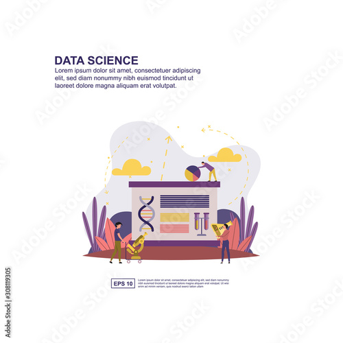 Data science concept vector illustration flat design for presentation  social media promotion  banner  and more