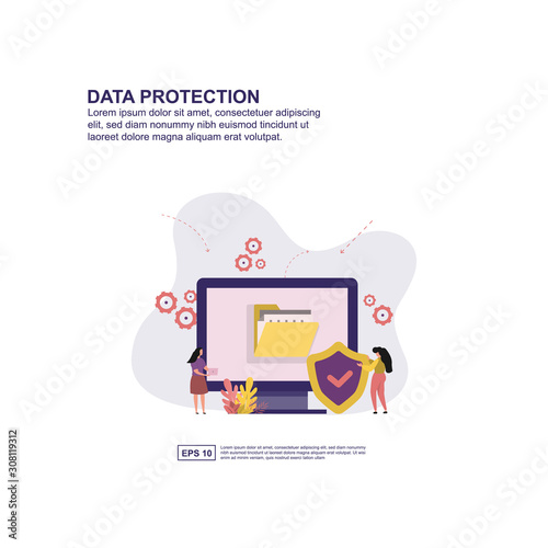 Data protection concept vector illustration flat design for presentation, social media promotion, banner, and more