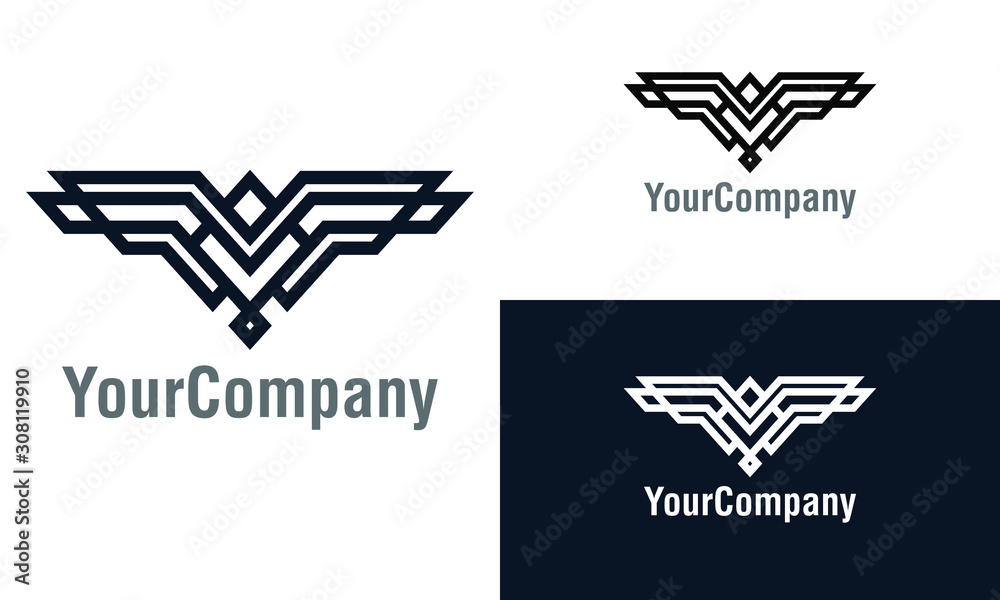 Simple linear eagle logo icon design template elements. Simple minimalist template graphic illustration. Creative vector emblem, for icon or design concept.