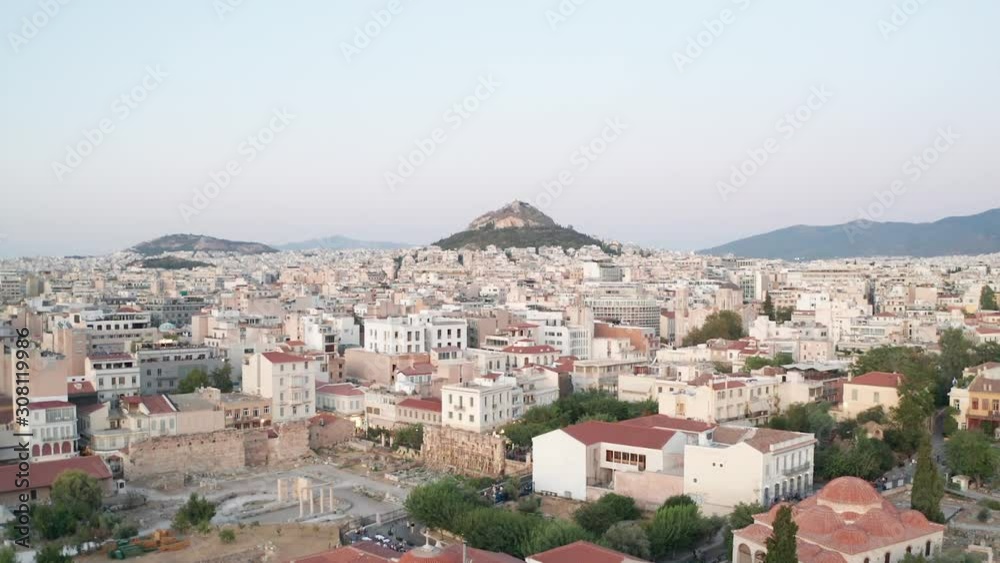 Panoramic view of lycabettus hill in the background and the city of athens in the foreground, Greece. Panoramic view of lycabettus hill in the background and the city of athens in the foreground, Greece.