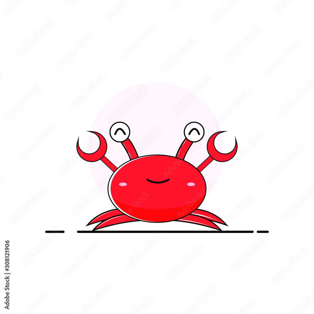 Vector illustration of a cute cartoon crab character with expressions  suitable for the mascot icon and logo Stock Vector | Adobe Stock