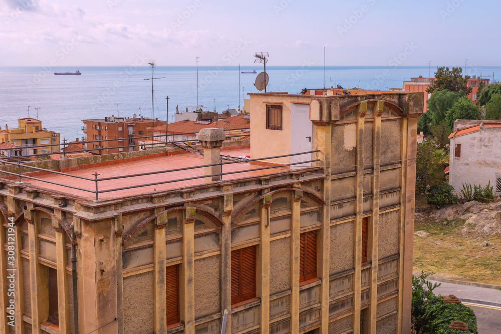 Fototapeta premium cityscape from above with a view of the sea. Sunny Spain. Tarragona.