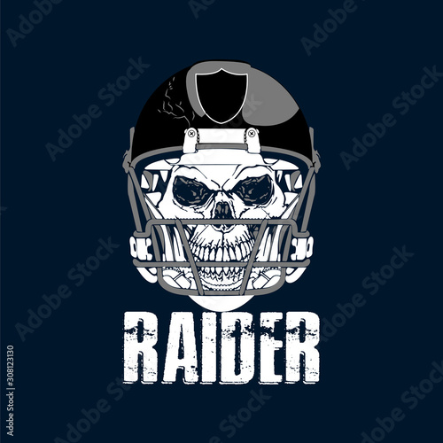 Canvas-taulu Skeleton Head with helmet sports logo design icon - VECTOR
