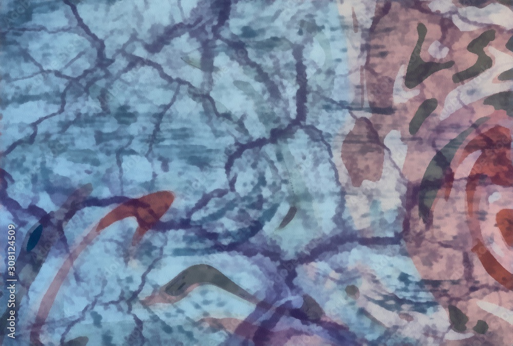 Fototapeta premium Abstract marble acrylic background. Watercolor swirl texture. Psychedelic vortex crazy art. Unusual waves design pattern. Warm and very bright colors
