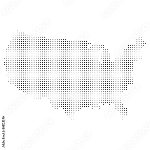 Map of USA in dots style isolated on a white background. Vector illustration