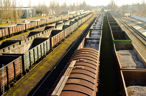 Top view on old freight cars